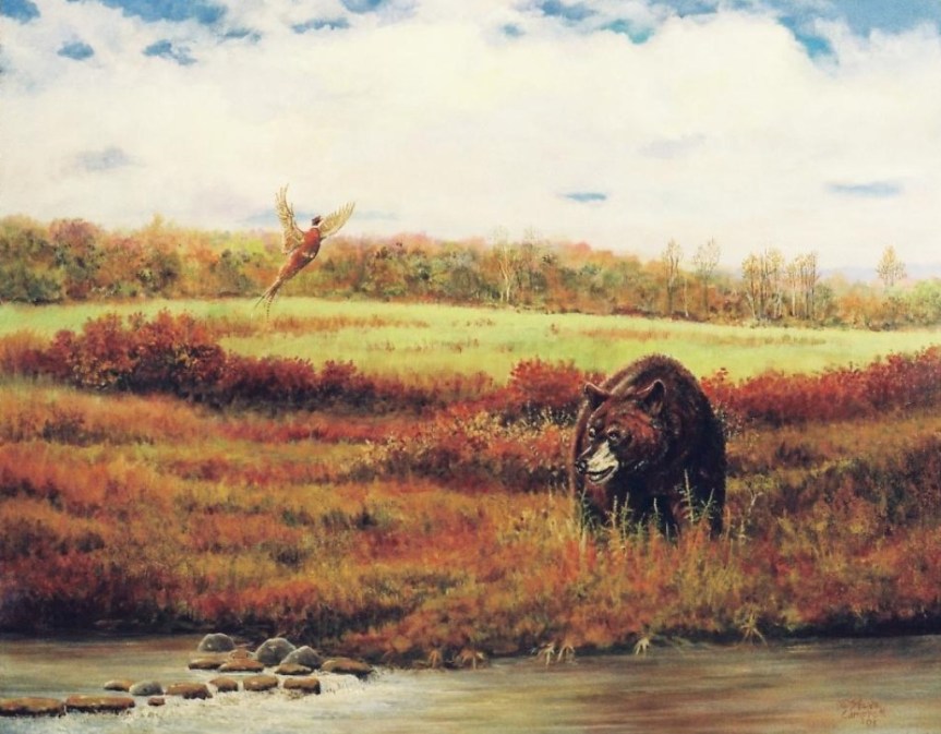bear and pheasant painting