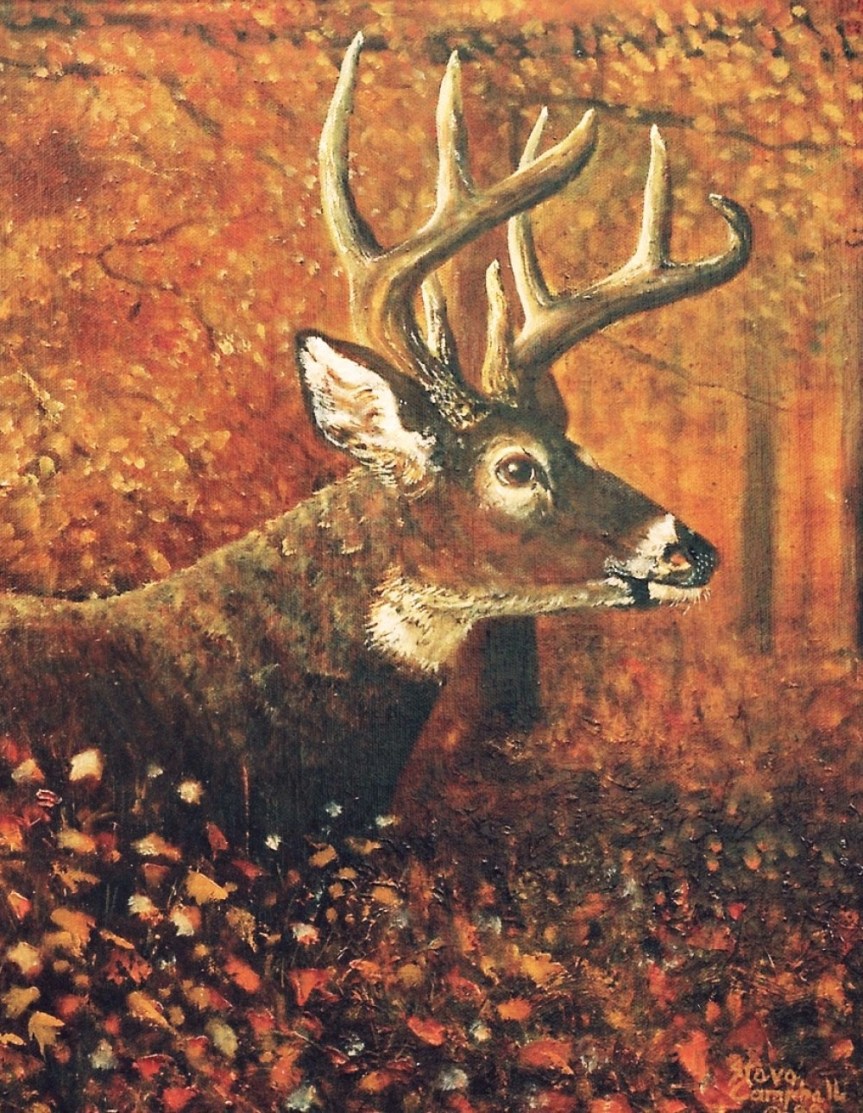 oil deer painting