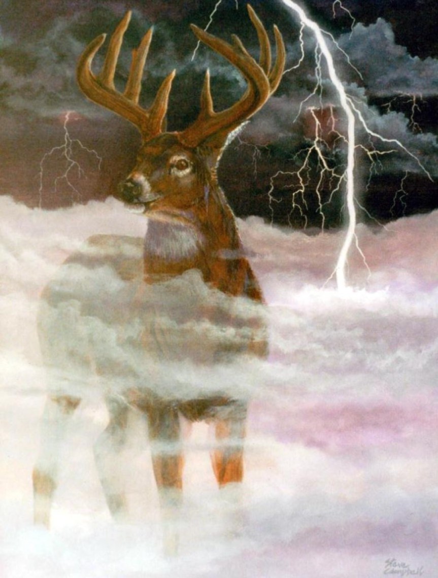 deer on storm cloud