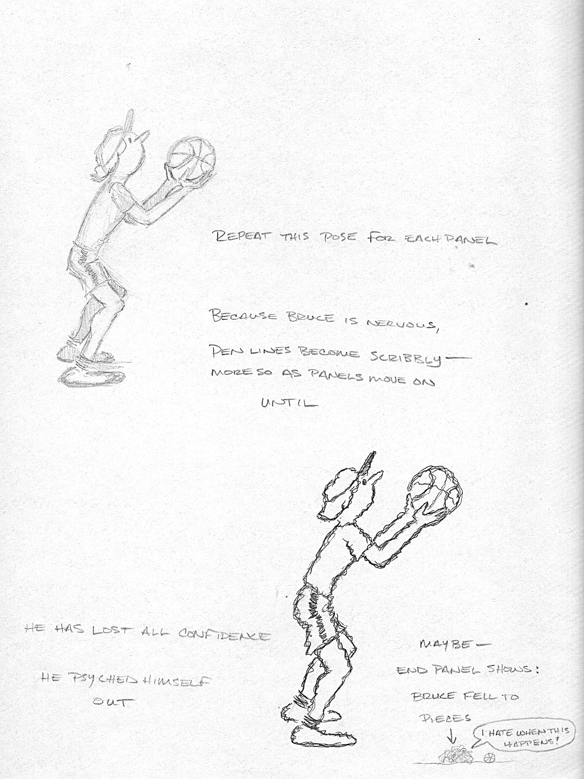 Bruce playing basketball sketch