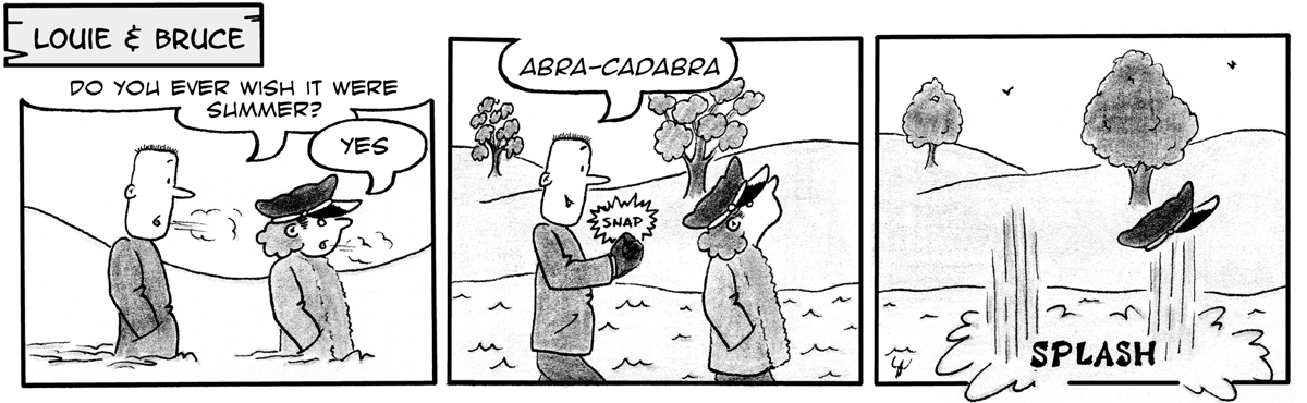 louie and bruce 3-panel strip