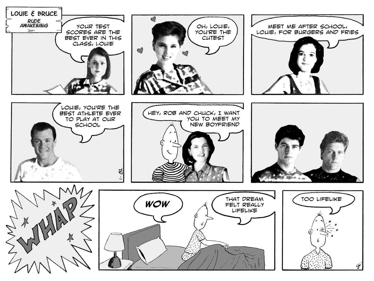 louie and bruce school dream comic strip